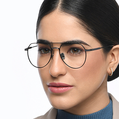 John Jacobs Online Black Full Rim Aviator left side John Jacobs Online Black Full Rim Aviator left side