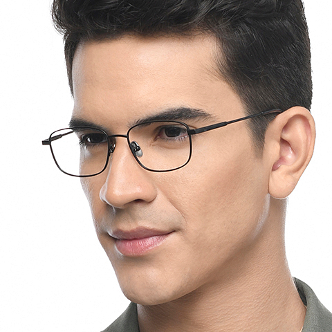 John Jacobs Black Full Rim Rectangle left side