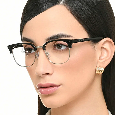 John Jacobs Dark Gunmetal Full Rim Clubmaster left side John Jacobs Dark Gunmetal Full Rim Clubmaster left side
