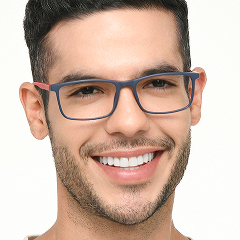 John Jacobs Online Sky Blue Full Rim Rectangle left side John Jacobs Online Sky Blue Full Rim Rectangle left side