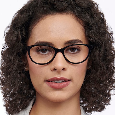 John Jacobs Screen Glasses Black Full Rim Cat Eye left side