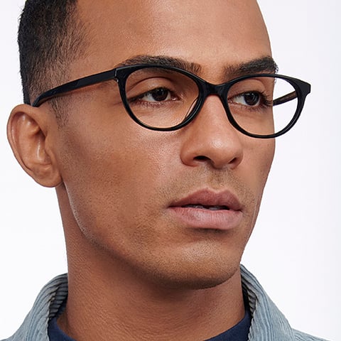John Jacobs Screen Glasses Black Full Rim Cat Eye right side