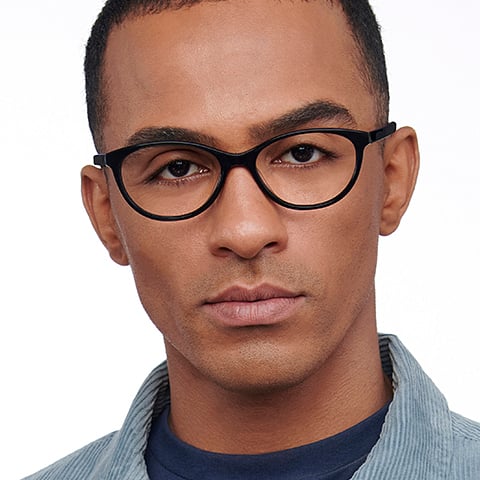 John Jacobs Screen Glasses Black Full Rim Cat Eye left side