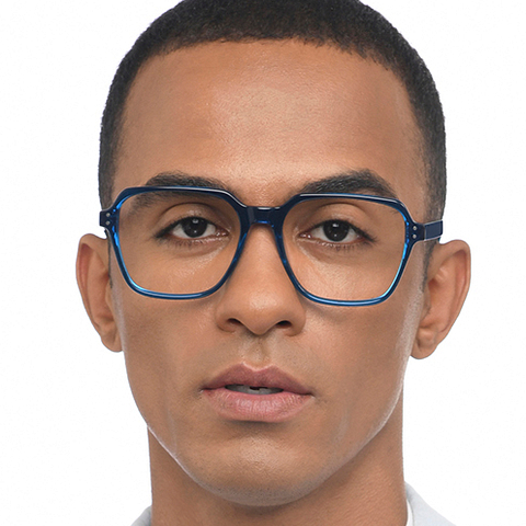John Jacobs Online Blue Transparent Full Rim Square left side