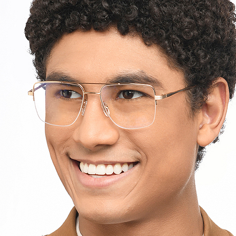 John Jacobs Online Gold Half Rim Square left side John Jacobs Online Gold Half Rim Square left side
