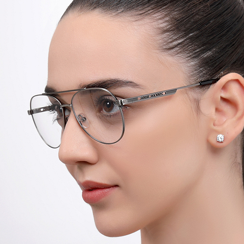 John Jacobs Online Gunmetal Full Rim Aviator left side
