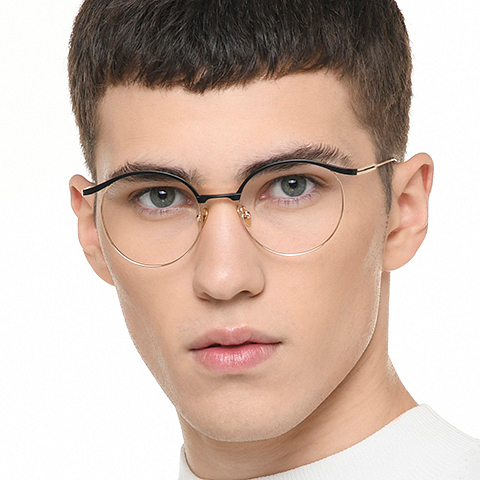 John Jacobs Black Full Rim Round left side John Jacobs Black Full Rim Round left side