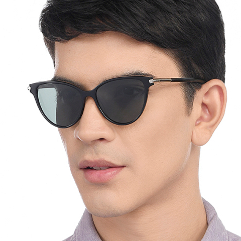 John Jacobs Black Full Rim Cat Eye left side
