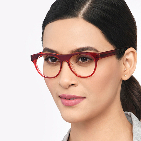 John Jacobs Online Red Full Rim Square right side