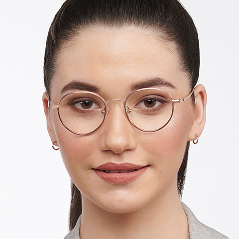 Buy Rose Gold Pink Full Rim Round John Jacobs Pro Titanium JJ