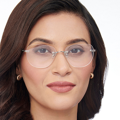 John Jacobs Online Silver Rimless Square left side