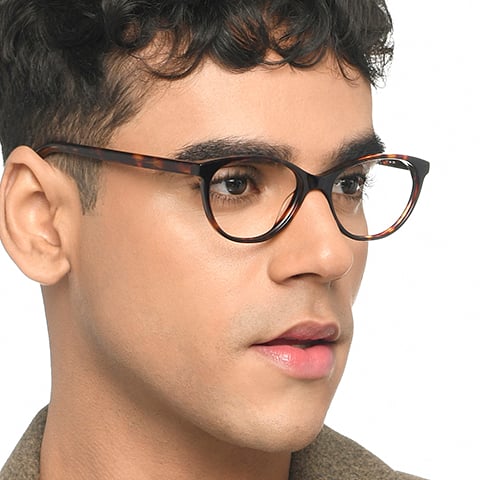 John Jacobs Light Brown Full Rim Cat Eye right side