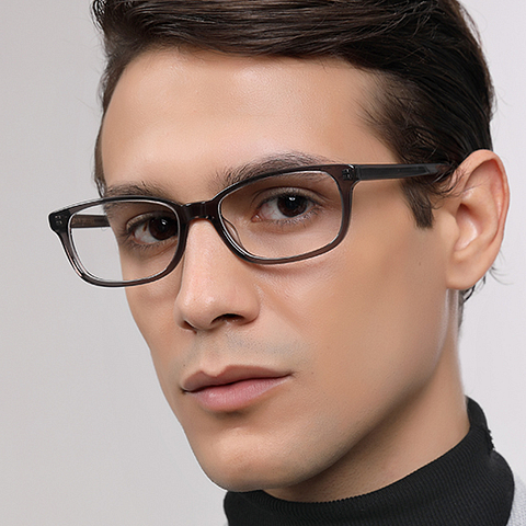 John Jacobs Gray Transparent Full Rim Rectangle left side