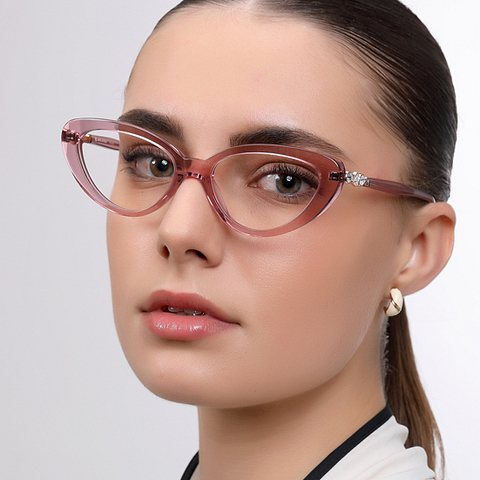 John Jacobs Pink Transparent Full Rim Cat Eye right side