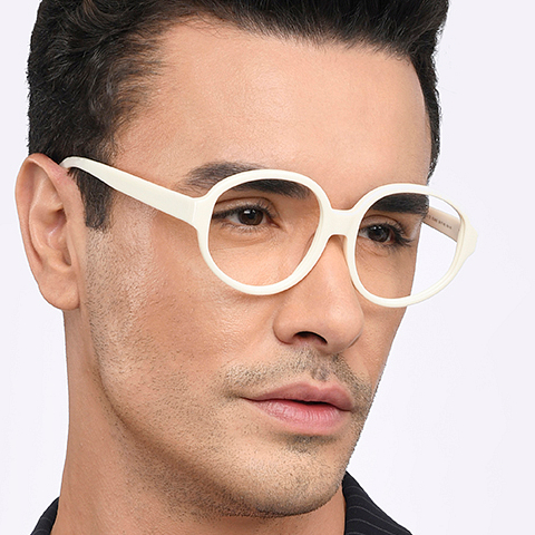 John Jacobs Online White Full Rim Round right side