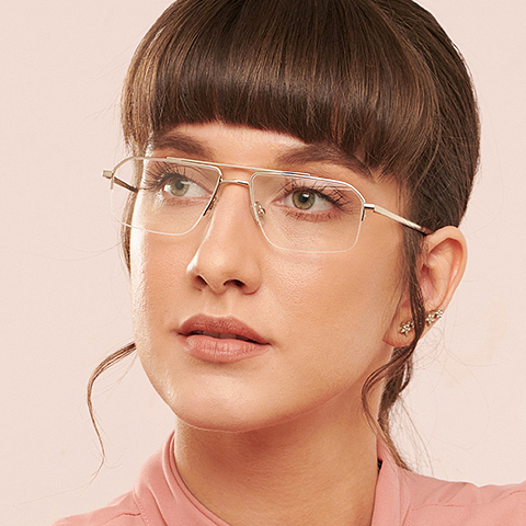 John Jacobs Online Gold Half Rim Rectangle left side