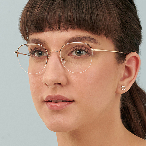 John Jacobs Online Gold Half Rim Round left side