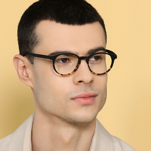 John Jacobs Screen Glasses Black Full Rim Round left side