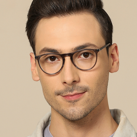 John Jacobs Online Gray Transparent Full Rim Round left side John Jacobs Online Gray Transparent Full Rim Round left side