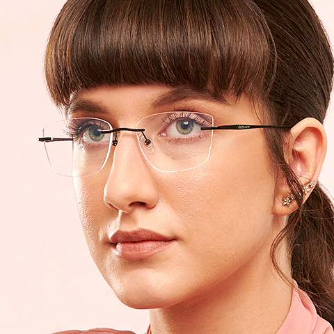 John Jacobs Online Black Rimless Rectangle left side