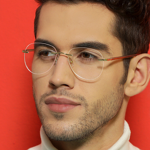 Buy Gold Brown Rimless Aviator Lenskart Air Essentials LA E13065