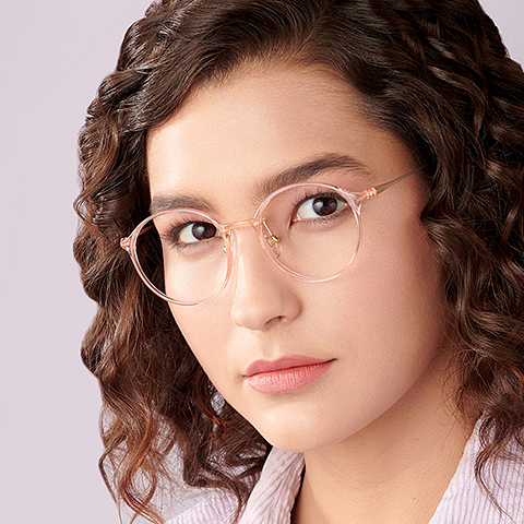 Lenskart Air Online Brown Transparent Full Rim Round left side
