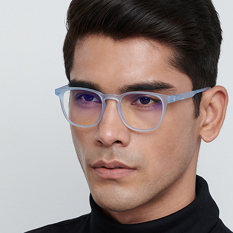 Lenskart Air Blue Transparent Full Rim Square right side Lenskart Air Blue Transparent Full Rim Square right side