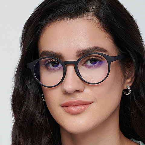 Buy Blue Block Screen Glasses: Black Full Rim Round Lenskart Blu