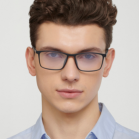 Lenskart BLU Screen Glasses Blue Block Zero Power Screen Glasses : Black Full Rim Rectangle Lenskart Blu LB E14255-C1 left side