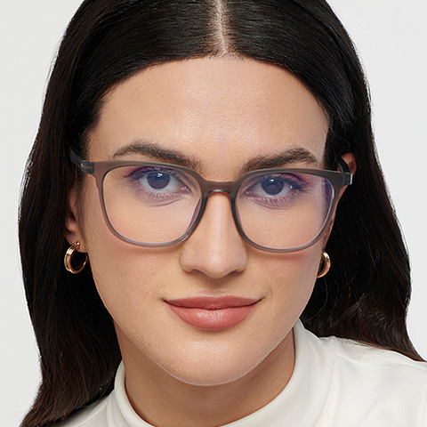Lenskart BLU Screen Glasses Blue Block Screen Glasses: Grey Transparent Full Rim Round Lenskart BLU LB E14244-C1 left side Lenskart BLU Screen Glasses Blue Block Screen Glasses: Grey Transparent Full Rim Round Lenskart BLU LB E14244-C1 left side