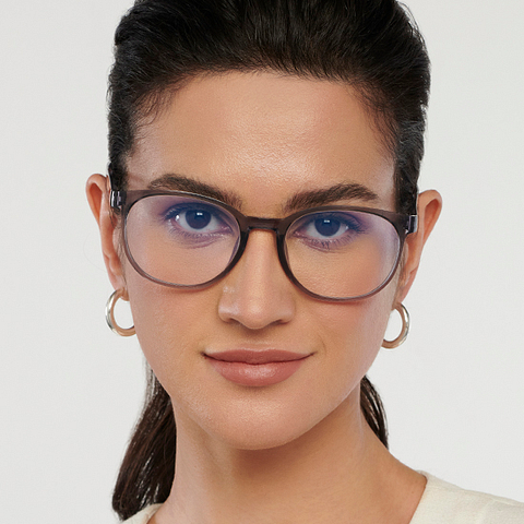 Lenskart BLU Screen Glasses Blue Block Zero Power Screen Glasses : Grey Transparent Grey Full Rim Round Lenskart Blu LB E14061-C3 left side