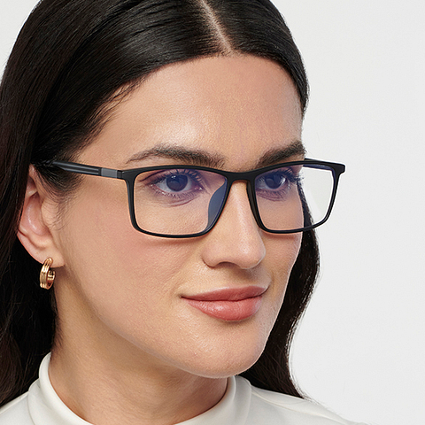 Lenskart BLU Screen Glasses Blue Block Zero Power Screen Glasses : Black Full Rim Rectangle Lenskart Blu LB E14255-C1 right side