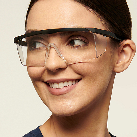 Lenskart Safety Goggles Black Transparent Half Rim Square  Size-128  Lenskart Safety Goggles L E13332-C1 right side