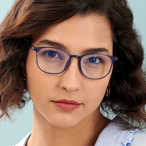 Lenskart BLU Screen Glasses Blue Block Zero Power Screen Glasses : Blue Full Rim Round Lenskart Blu LB E13528-C4 left side