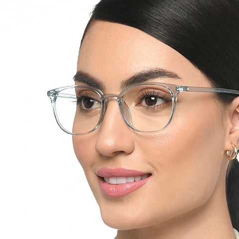 Lenskart BLU Screen Glasses Blue Block Phone Computer Glasses: Blue Transparent Full Rim Geometric Lenskart Blu LB E16226-C2 right side Lenskart BLU Screen Glasses Blue Block Phone Computer Glasses: Blue Transparent Full Rim Geometric Lenskart Blu LB E16226-C2 right side