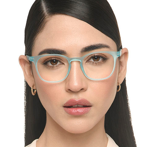 Lenskart Hustlr Screen Glasses Blue Block Zero Power Screen Glasses : Turquoise Full Rim Square Lenskart HUSTLR LB E14058-XW C53 right side