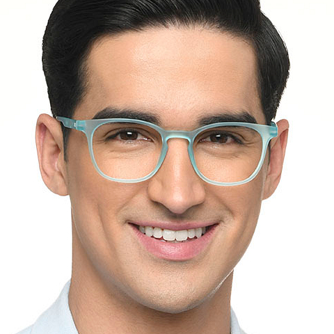 Lenskart Hustlr Screen Glasses Blue Block Zero Power Screen Glasses : Turquoise Full Rim Square Lenskart HUSTLR LB E14058-XW C53 right side