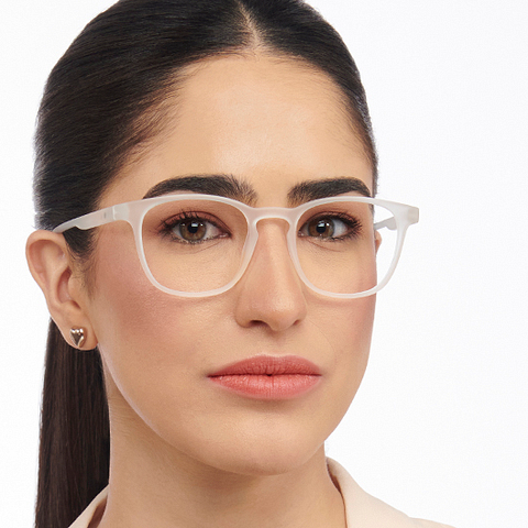 Lenskart BLU Screen Glasses Blue Block Screen Glasses: White Full Rim Wayfarer Lenskart BLU LB E14058-C6 left side Lenskart BLU Screen Glasses Blue Block Screen Glasses: White Full Rim Wayfarer Lenskart BLU LB E14058-C6 left side