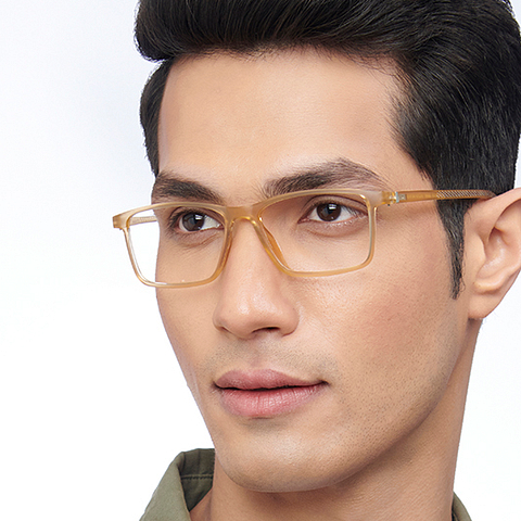Lenskart BLU Screen Glasses Blue Block Zero Power Screen Glasses : Brown Transparent Full Rim Rectangle Lenskart Blu LB E14270-C5 left side