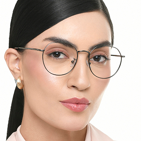 Lenskart BLU Screen Glasses Blue Block Zero Power Screen Glasses : Gunmetal Gunmetal Black Full Rim Round Lenskart Blu LB E17502-C2 left side