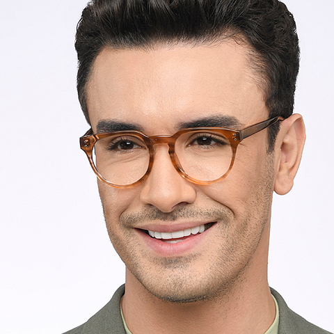 Lenskart BLU Screen Glasses Blue Block Zero Power Screen Glasses : Tortoise Full Rim Round Lenskart Blu-C2 LB E16064 left side