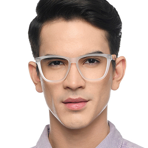 Lenskart BLU Screen Glasses Blue Block Zero Power Screen Glasses : Transparent Multicolour Full Rim Square Lenskart Blu LB E16412-C2 left side