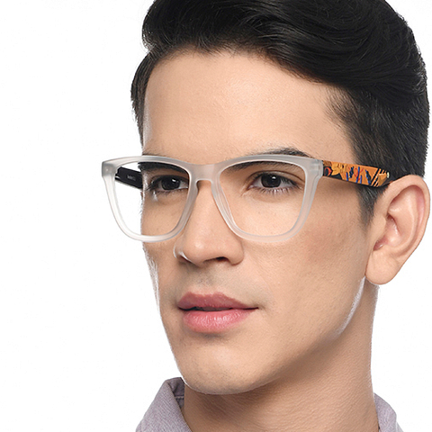 Lenskart BLU Screen Glasses Blue Block Zero Power Screen Glasses : Transparent Multicolour Full Rim Square Lenskart Blu LB E16412-C2 right side