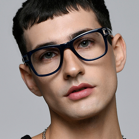 Lenskart Studio Online Sky Blue Full Rim Square left side