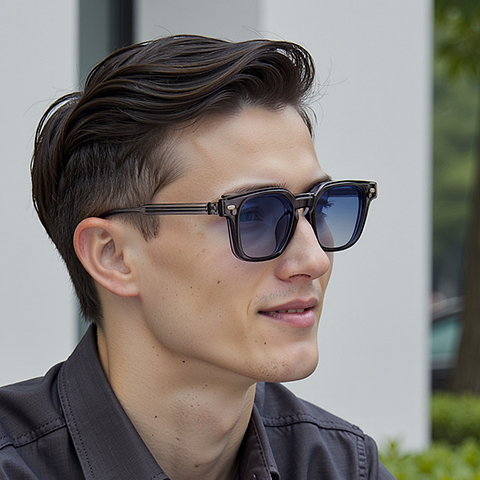 Lenskart Air Light Grey Full Rim Square left side