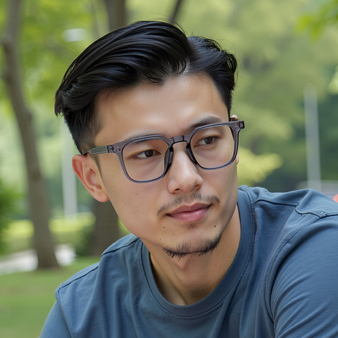 Lenskart Air Light Grey Full Rim Square left side
