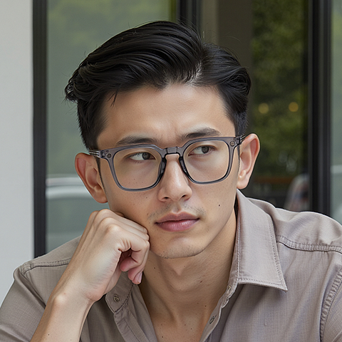 Lenskart Air Light Grey Full Rim Square left side