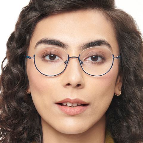 Lenskart Studio Online Sky Blue Half Rim Round right side