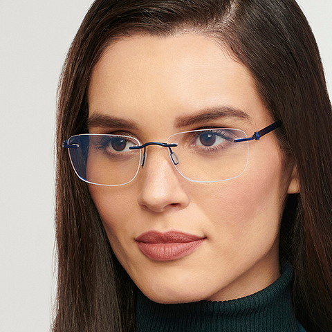 Lenskart Air Sky Blue Rimless Rectangle right side