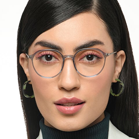 Lenskart Air Blue Transparent Full Rim Round left side